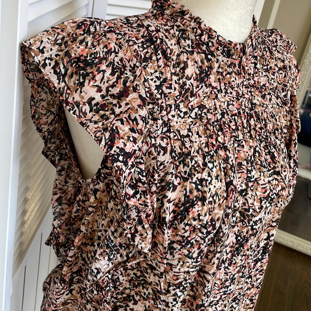 LOFT XS Pintucked Ruffle Shell top - Picture 7 of 13